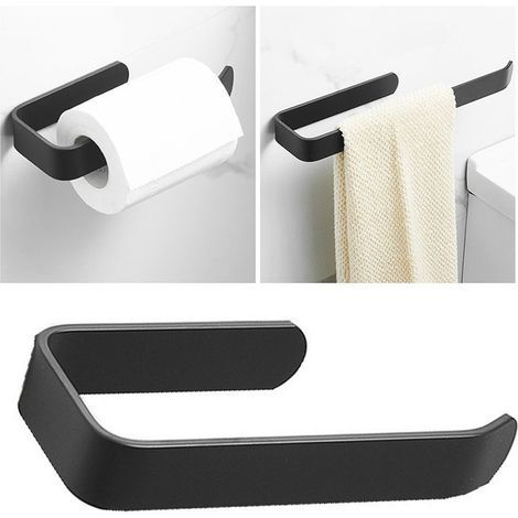 Porte-Serviettes Auto-adhésif Mural, Articles de Salle de Bain, Porte-Serviettes sans poinçonnage, Porte-Papier Toilette(Black 1pcs) (1/5)