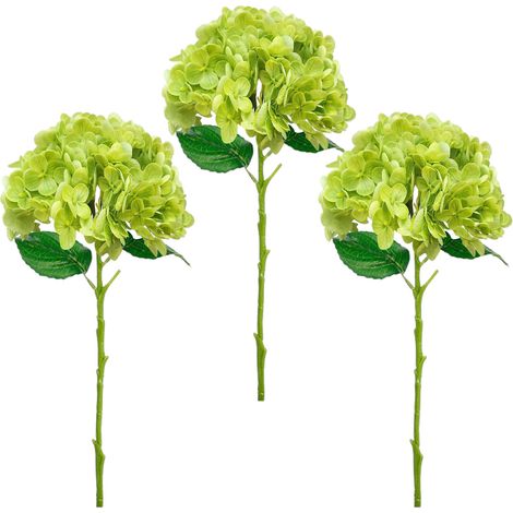 Fleurs artificelles Hydrangea (3 pièces) - Éméraude vert - Impression film - Tige flexible décor salon mariage (1/4)