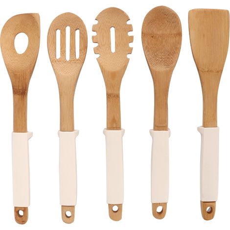 Spatule-cuillère en bambou de 32 cm avec poignées en silicone, ustensile de cuisine domestique (1/5)
