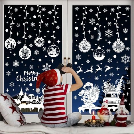 Wiederverwendbare und abnehmbare Weihnachtsfensteraufkleber