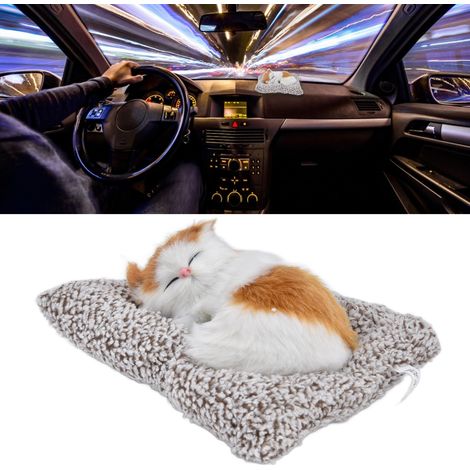 Gatito de peluche con función de sonido – juguete de peluche para niños – cojín decorativo con efecto de sonido – material: plástico + tela de felpa, color: blanco y amarillo, peso: 126 g, dimensiones (1/5)