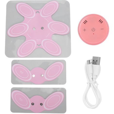 Mini Masseur Cervical Électrique Cous à Impulsions Pulsées, Soulagement Fatigue, Diffusion Vocale, Autocollant Rose (1/5)
