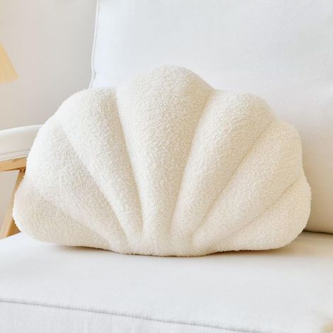 Coussin décoratif en Forme de Coquillage Beige de 46cm×33 cm pour lit, canapé, Salon, Chambre (1/5)