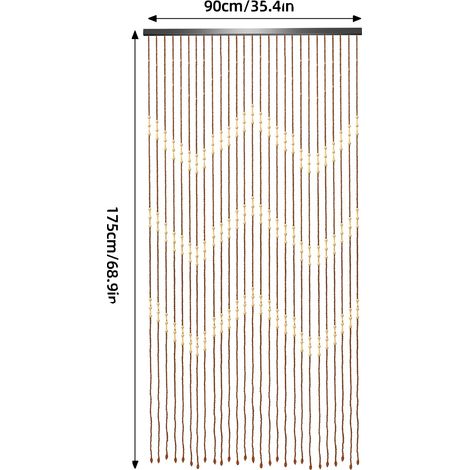 Rideau en perles, en bambou écologique, design rétro, Bois (1/2)