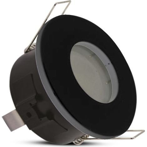 Support de spot rond étanche IP65 noir Ø84mm – Aluminium + verre – Pour salle de bain et pièces humides – Norme NF C15-100 – Miidex Lighting (1/5)