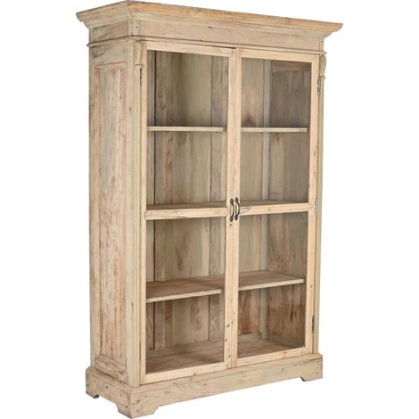 Vitrine éco-responsable en bois recyclé - Bois naturel teinté clair (1/5)