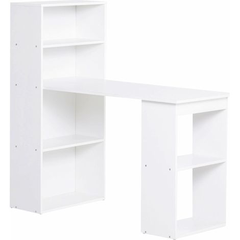 Schreibtisch mit Regal 120 x 55 cm aus weißer Spanplatte MODENUIT (1/5)