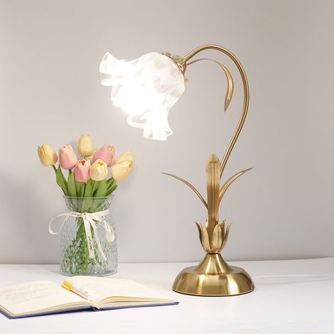 Lampe De Table Fleur - En Fer - 46 X 20 X 20 Cm - Pour Chambre À Coucher Salon Bureau - 1 Pièce (1/5)