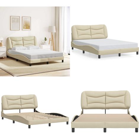 Bettgestell ohne Matratze Creme 120x200 cm Stoff - Bettsofa - Schlafzimmermöbel - Boxspringbetten - Doppelbett - Cremefarbenes Bett - Home & Living (1/5)