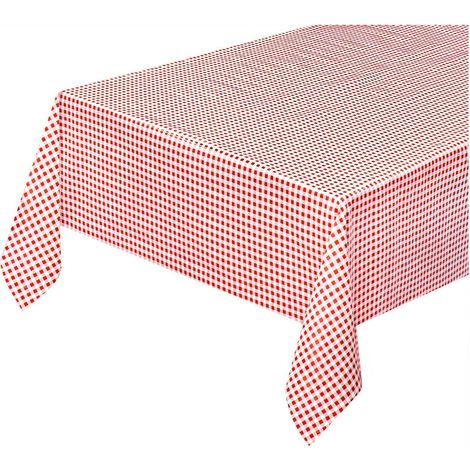 Tovaglia Cucina Antimacchia Plastificata Cerata Felpata Copri Tavolo Quadretti Rossi - 140x140 Cm