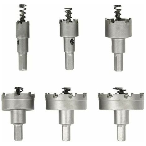 Tigrezy Lochsäge für Metall, 6er-Set Hartmetall-Lochsägenbohrer, Edelstahl-Lochsägen, für Aluminium, Stahl, Eisen, Kupfer, Holz, 16 mm 22 mm 30 mm 40 mm 50 mm 60