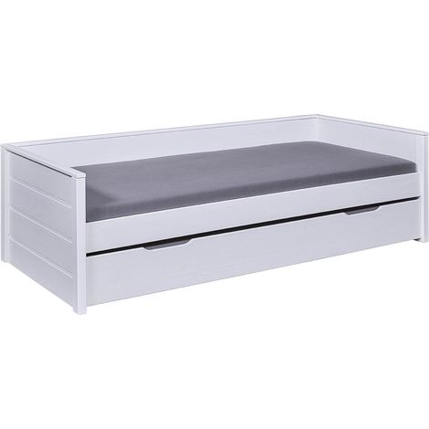 Lit multi fonction pour enfant en bois coloris blanc, couchage 90x200 avec sommier - longueur 208 x profondeur 98 x hauteur 60 cm (1/5)