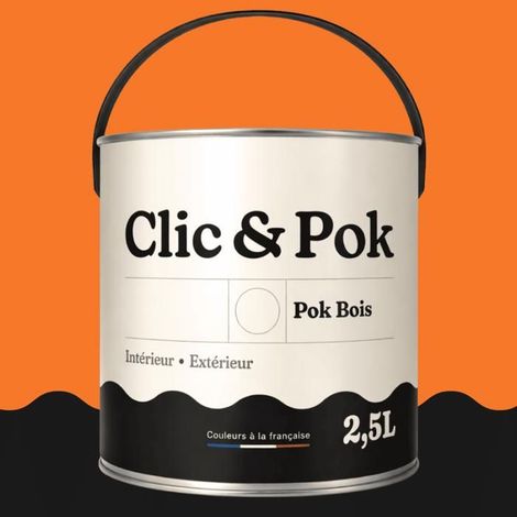 Peinture Bois Extérieur – POK BOIS - 2,5L - RAL 2003 - Orangé pastel- Résistante aux intempéries - Ne s'écaille pas