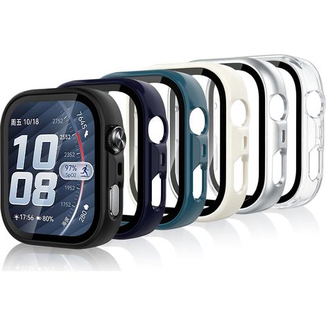 6-Couleurs Coque pour HUAWEI Watch FIT 5 Pro avec Protecteur D'écran, Dur PC Anti-rayures Coque Monobloc HD Verre Trempé Housse de Protection Couverture Intégrale pour Huawei Fit 5 Pro (1/5)