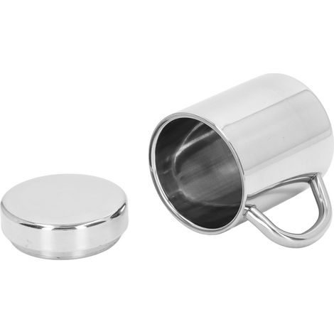 Tasses à double paroi en acier inoxydable incassables, usage chaud/froid, avec anse, pour voyage et camping, S 9,5x7 cm (1/5)