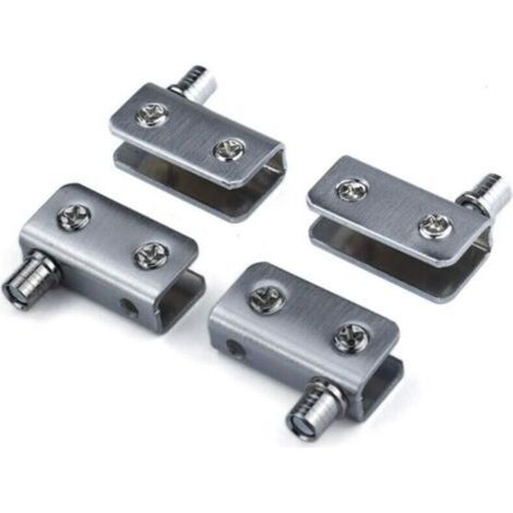 Paquete de 4 bisagras para puertas de cristal, bisagra pivotante de 90°, sin necesidad de taladrar, de acero inoxidable, aptas para cristal de 5-8 mm - Crezuo (1/4)