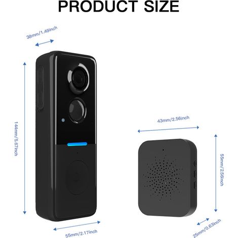Sonnette vidéo intelligente étanche Tuya IP65, dotée d'une sonnette sans fil, d'une caméra HD et d'une fonction interphone. (1/5)