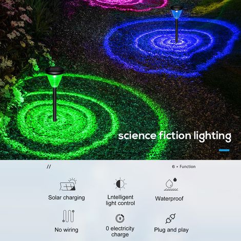Lot de 4 lampes solaires de jardin, veilleuses solaires étanches IP55, éclairage extérieur décoratif pour allée et jardin, lumière blanche chaude et colorée (1/3)