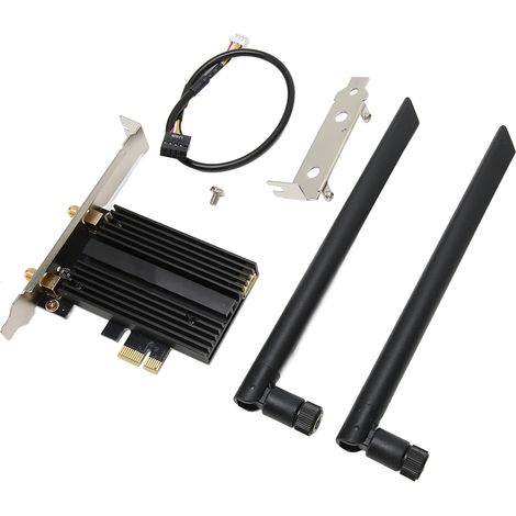 Carte WiFi PCIe 6 GHz, 5 GHz et 2,4 GHz, WPA3, BT5.2, double antenne, adaptateur sans fil PCIe Plug and Play pour jeux sur PC (1/5)