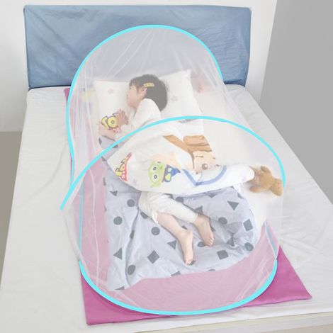Moustiquaire pliable en 1 pièce, ultralégère, portable, pour tente de camping, idéale pour toute la famille, installation simple et rapide, bleue (1/5)
