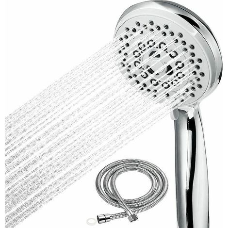Shower Head and Hose. Anti-limescale Shower Head with Universal Accessories, 5 Modes, High Pressure, Water Saving. ABS + Stainless Steel Bathroom Shower