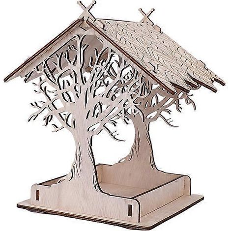 Mangeoire en bois suspendue pour oiseaux sauvages, mangeoire à graines en forme de nid créatif, nichoir à faire soi-même, récipient à nourriture, accessoires pour oiseaux de jardin. (1/5)