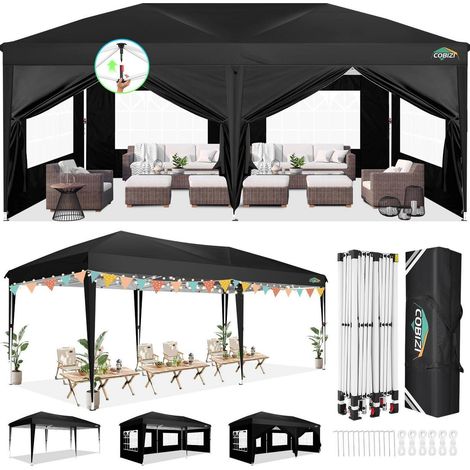 Faltpavillon 3x6m wasserdicht, stabil, winterfest mit 6 Seitenwänden, UV-Schutz (1/5)