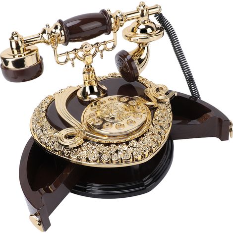 Boîte à musique en bois en forme de téléphone, jolie décoration, cadeau d'anniversaire, Saint-Valentin, Noël, Thanksgiving, pour les fêtes, pour hommes, femmes et amis, boîte à musique vintage marron (1/5)