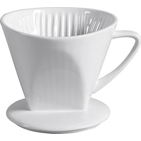 Kaffeefilter 1 x 4 Porzellan spülmaschinenfest 1 - Loch 11,5cm Ø13cm weiß