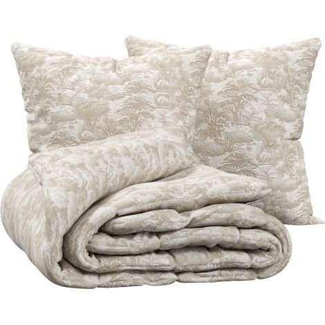 Parure de lit Jouy 220x240cm beige - Atmosphera créateur d'intérieur (1/5)