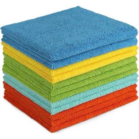 Lot de 12 Chiffons de Nettoyage en Microfibre, Torchons Lavette Microfibre Ménage Plus Doux, Plus Absorbants, Non Pelucheux, Maison (1/4)