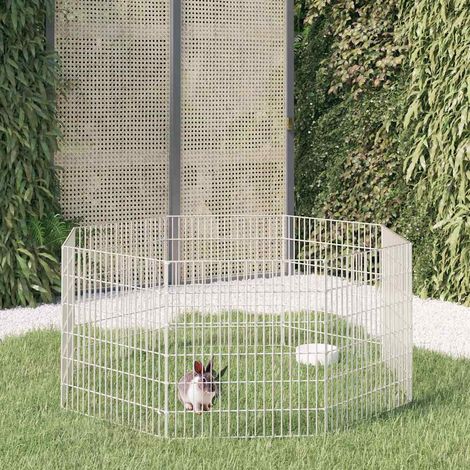 vidaXL Recinto animales corral 8 paneles hierro galvanizado 54x60 cm (1/5)