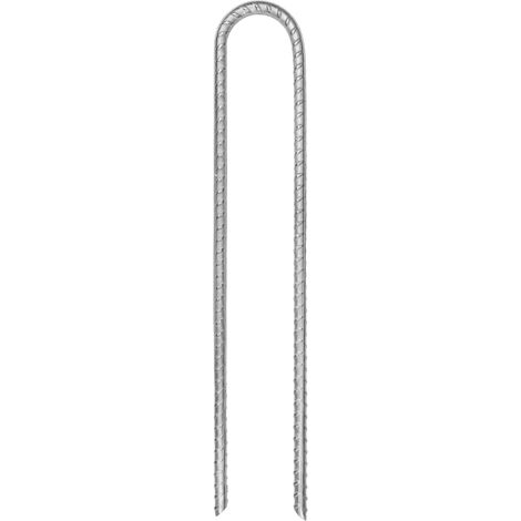 Piquets de tente 6 pcs en forme de U 30 cm Ø7mm acier galvanisé (1/5)