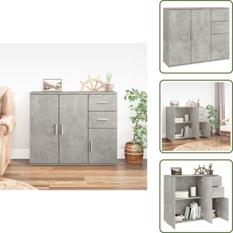 Aparador decorativo - vidaXL Aparador de madera contrachapada gris hormigón 91x29,5x75 cm - Aparador de madera contrachapada