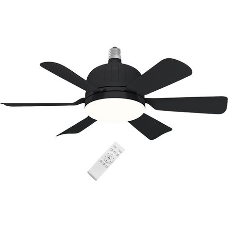 Deckenventilator mit Lichtern, 40W Deckenventilatorlampe mit E27-Fassung, Ventilator mit Fernbedienung, Deckenventilator, 3 Farben, dimmbar, 3 Geschwindigkeiten für Schlafzimmer, Schwarz [Energieklass