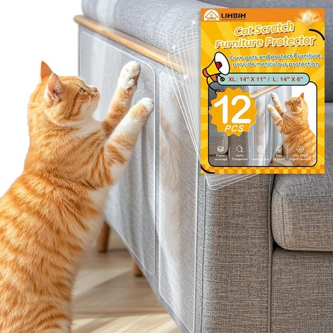 12 Pièces Film Anti Griffes Chat, Adhésif Transparent PVC 0,16mm, Protection Meubles Canapé Porte Mur (1/5)
