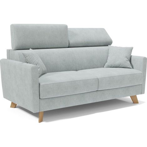Francy Sofá cama con reposacabezas ajustables 180 cm (mat. 140x197) Azul/ Verde