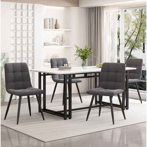 MEUBLIV Table à manger 140x80 cm noir et blanc – plateau MDF (1/5)