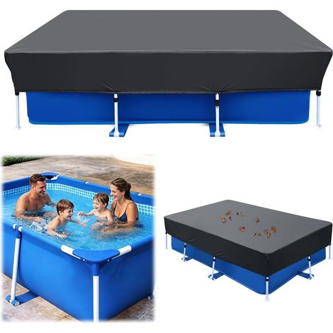 Bâche pour Piscine Rectangulaire - Housse Oxford Coupe-Vent avec Protection UV - pour Piscines Hors-Sol et à Structure - Utilisation Été et Hiver (1/5)