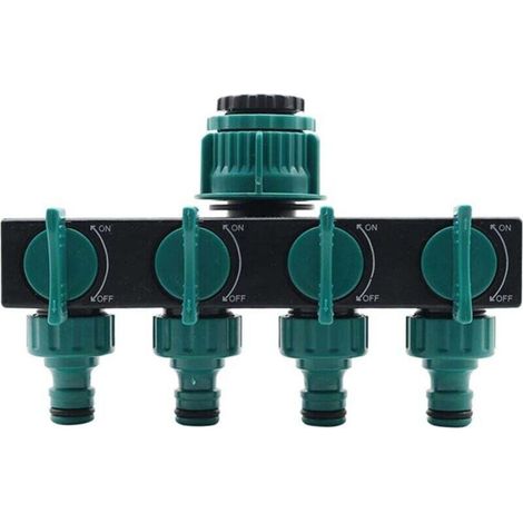 Répartiteur de Tuyau 4 Voies avec Vannes d'arrêt, Connecteur de Tuyau Séparateur de Buse Connecteurs de Robinet Confortable pour Le Jardin et La Vie à La Maison (1/4)