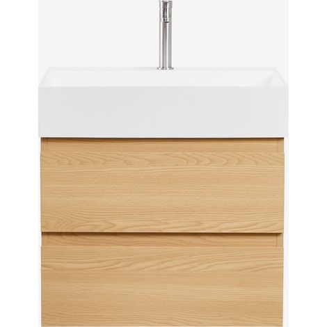 Conjunto de mueble de baño en madera y chapa de fresno con lavabo integrado Ona SKLUM              (1/5)
