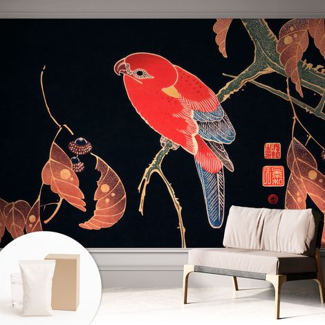 Tapete Vliestapete mit Kleber für Wohnzimmer Schlafzimmer Küche - Wanddekoration Exotischer Vogel 312x219 cm (1/5)