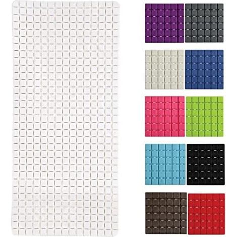 1 Tapis de bain antidérapant, caoutchouc, surface texturée, 36 x 76 cm, blanc, pour baignoire (1/3)
