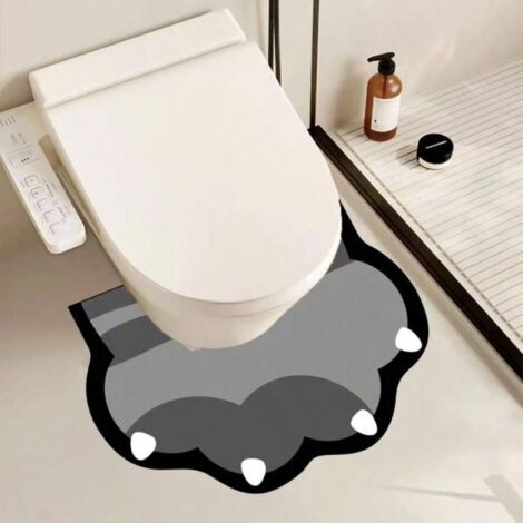 Ce tapis de sol adorable en forme de U et de patte de chat est parfait pour l'entrée de la salle de bain – 50 x 55 cm – motif patte de chat face (1/4)