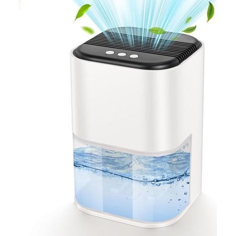 Deshumidificador eléctrico de 2 l con 7 LED de colores y apagado automático, absorbe la humedad y es silencioso para el hogar, el baño y el dormitorio (blanco). (1/4)