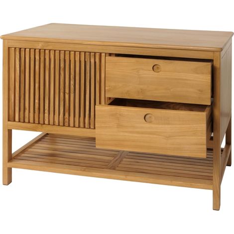 [NEUWERTIG] Teak-Waschbeckenunterschrank HHG-493, Waschtisch Schrank, hochwertiges B-Grade-Teak (Kernholz, 20-30 Jahre), 81x106x55cm