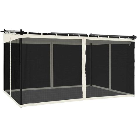 Tonnelle avec parois en filet crème 4x3 m acier (1/5)