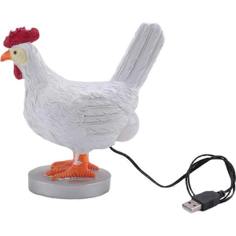 Lampe œuf de poule, lampe de table 3D en forme de poule, lampe LED œuf réaliste, veilleuse œuf de poule en résine (livraison aux États-Unis). (1/5)