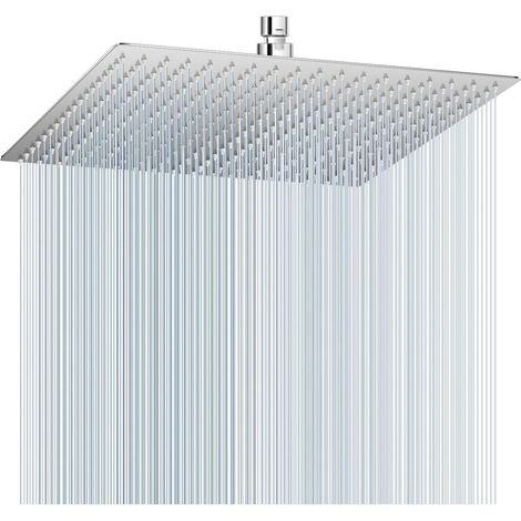 40cm Regenduschkopf poliertes Chrom, Edelstahl, 324 Antikalk-Düsen, werkzeuglose Montage (1/5)