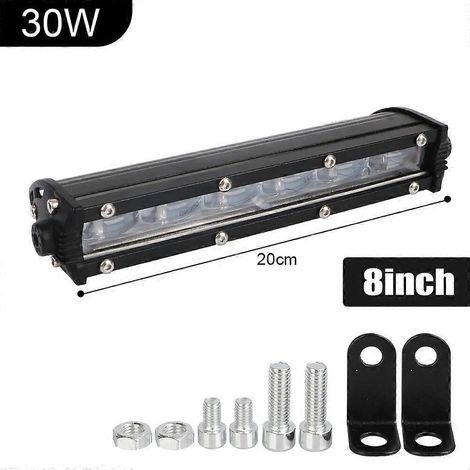 Phare antibrouillard de conduite 20 pouces 12V 24V 6D ultra mince pour moto tout-terrain 4x4 SUV quad tracteur camion 4x4 barre LED barre de travail LED 8 pouces 30W (1/5)